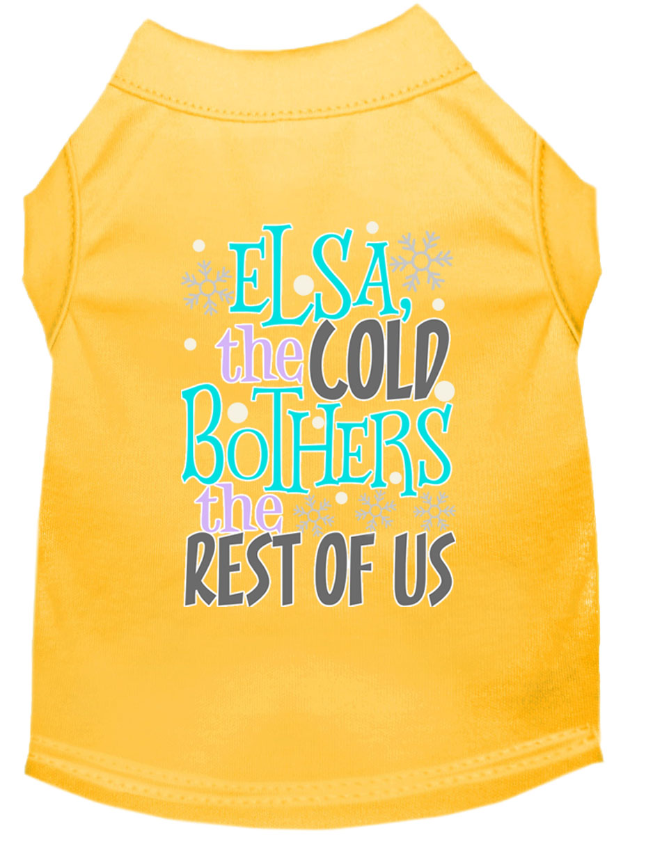 Elsa, the Cold Screen Print Dog Shirt Yellow Med